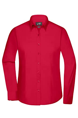 James & Nicholson Damenbluse Poplin Langarm - Taillierte Bluse in pflegeleichtem Materialmix | Farbe: red | Grösse: S von James & Nicholson