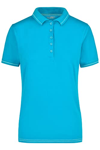 James & Nicholson Damenpolo Elastic - Leicht tailliertes Damenpolo mit geringem Elasthananteil | Farbe: Aqua/White | Grösse: XL von James & Nicholson