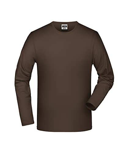 James & Nicholson Elastic Shirt Langarm - Schmal geschnittenes Langarm-Shirt mit Elasthan für Damen und Herren | Farbe: Brown | Grösse: L von James & Nicholson