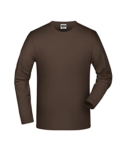 James & Nicholson Elastic Shirt Langarm - Schmal geschnittenes Langarm-Shirt mit Elasthan für Damen und Herren | Farbe: Brown | Grösse: M von James & Nicholson