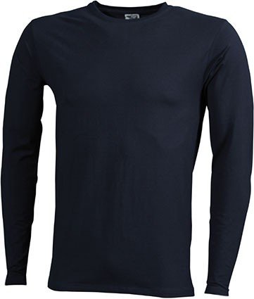 James & Nicholson Elastic Shirt Langarm - Schmal geschnittenes Langarm-Shirt mit Elasthan für Damen und Herren | Farbe: Navy | Grösse: XL von James & Nicholson