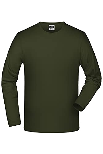 James & Nicholson Elastic Shirt Langarm - Schmal geschnittenes Langarm-Shirt mit Elasthan für Damen und Herren | Farbe: Olive | Grösse: L von James & Nicholson