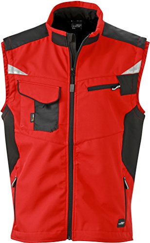 James & Nicholson FaS50845 Workwear Softshell Weste atmungsaktiv Herren, Größe:L, Farbe:RED/Black von James & Nicholson