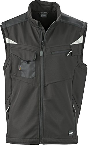 James & Nicholson FaS50845 Workwear Softshell Weste atmungsaktiv Herren, Größe:S, Farbe:Black/Black von James & Nicholson