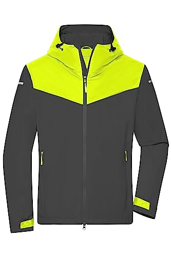 James & Nicholson Herren Allwetter Softshell-Jacke - Leichte, gefütterte Outdoor Softshell-Jacke für extreme Wetterbedingungen | Farbe: carbon/bright-yellow/carbon | Grösse: L von James & Nicholson