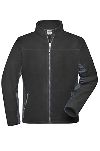 James & Nicholson Herren Arbeits Fleecejacke - Praktische Microfleecejacke mit Softshelleinsätzen | Farbe: black/carbon | Grösse: 5XL von James & Nicholson