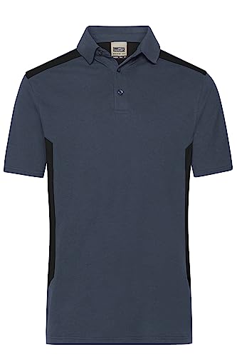 James & Nicholson Herren BIO Workwear Polo Kontrast - Pflegeleichtes Workwear Poloshirt aus Bio-Baumwolle und recyceltem Polyester | Farbe: carbon/black | Grösse: L von James & Nicholson