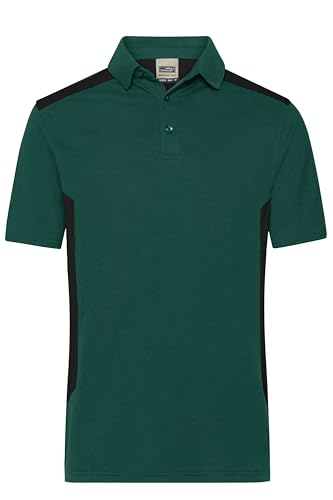 James & Nicholson Herren BIO Workwear Polo Kontrast - Pflegeleichtes Workwear Poloshirt aus Bio-Baumwolle und recyceltem Polyester | Farbe: dark-green/black | Grösse: XXL von James & Nicholson
