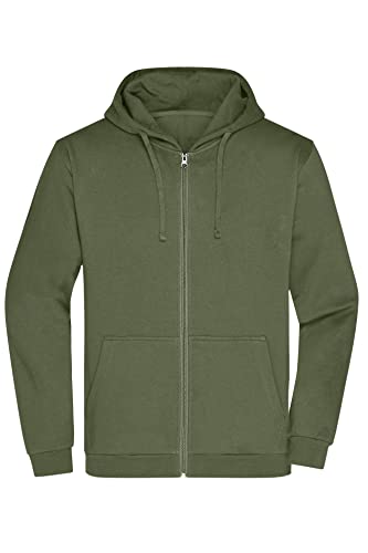 James & Nicholson Herren Basic Kapuzen-Sweatjacke - Klassische Sweatjacke mit Kapuze und Kordelzug | Farbe: olive | Grösse: XXL von James & Nicholson