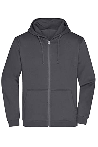 James & Nicholson Herren Basic Kapuzen-Sweatjacke - Klassische Sweatjacke mit Kapuze und Kordelzug | Farbe: graphite | Grösse: L von James & Nicholson