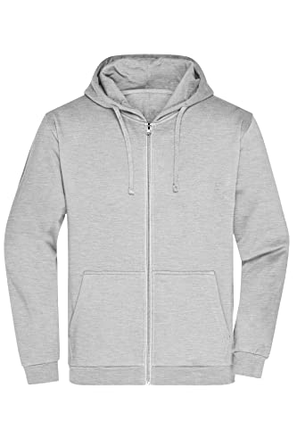 James & Nicholson Herren Basic Kapuzen-Sweatjacke - Klassische Sweatjacke mit Kapuze und Kordelzug | Farbe: grey-heather | Grösse: 3XL von James & Nicholson