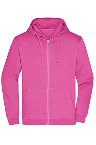 James & Nicholson Herren Basic Kapuzen-Sweatjacke - Klassische Sweatjacke mit Kapuze und Kordelzug | Farbe: pink | Grösse: 3XL von James & Nicholson