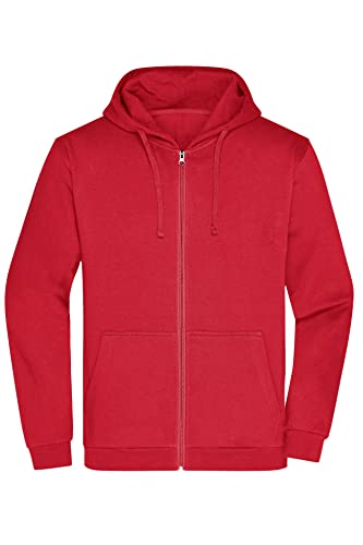 James & Nicholson Herren Basic Kapuzen-Sweatjacke - Klassische Sweatjacke mit Kapuze und Kordelzug | Farbe: red | Grösse: 3XL von James & Nicholson