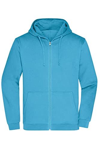 James & Nicholson Herren Basic Kapuzen-Sweatjacke - Klassische Sweatjacke mit Kapuze und Kordelzug | Farbe: turquoise | Grösse: 3XL von James & Nicholson