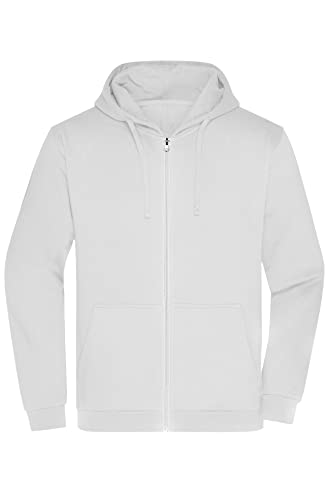 James & Nicholson Herren Basic Kapuzen-Sweatjacke - Klassische Sweatjacke mit Kapuze und Kordelzug | Farbe: white | Grösse: M von James & Nicholson