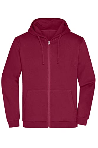 James & Nicholson Herren Basic Kapuzen-Sweatjacke - Klassische Sweatjacke mit Kapuze und Kordelzug | Farbe: wine | Grösse: 3XL von James & Nicholson