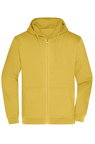 James & Nicholson Herren Basic Kapuzen-Sweatjacke - Klassische Sweatjacke mit Kapuze und Kordelzug | Farbe: yellow | Grösse: L von James & Nicholson