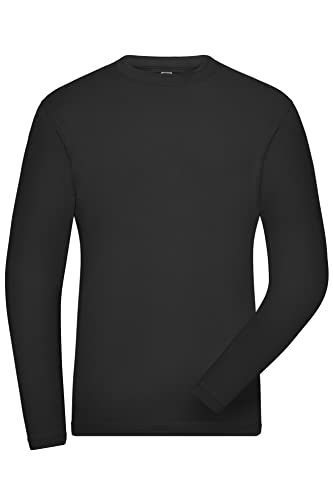 James & Nicholson Herren Bio Workwear Long-Stretch - Langarm Shirt aus Bio-Baumwolle mit Elasthan | Farbe: Black | Grösse: XS von James & Nicholson