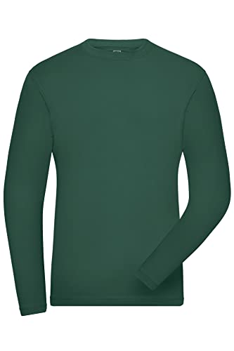 James & Nicholson Herren Bio Workwear Long-Stretch - Langarm Shirt aus Bio-Baumwolle mit Elasthan | Farbe: Dark-Green | Grösse: S von James & Nicholson