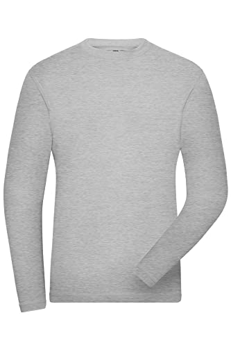 James & Nicholson Herren Bio Workwear Long-Stretch - Langarm Shirt aus Bio-Baumwolle mit Elasthan | Farbe: Grey-Heather | Grösse: XS von James & Nicholson