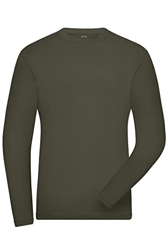 James & Nicholson Herren Bio Workwear Long-Stretch - Langarm Shirt aus Bio-Baumwolle mit Elasthan | Farbe: Olive | Grösse: 4XL von James & Nicholson