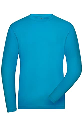 James & Nicholson Herren Bio Workwear Long-Stretch - Langarm Shirt aus Bio-Baumwolle mit Elasthan | Farbe: turquoise | Grösse: XXL von James & Nicholson