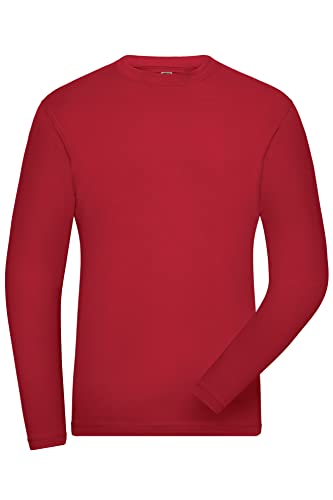 James & Nicholson Herren Bio Workwear Long-Stretch - Langarm Shirt aus Bio-Baumwolle mit Elasthan | Farbe: red | Grösse: XS von James & Nicholson