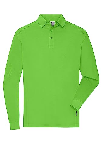 James & Nicholson Herren Bio Workwear Longsleeve Polo - Strapazierfähiges Langarm Poloshirt aus Bio-Baumwolle | Farbe: lime-green | Grösse: S von James & Nicholson