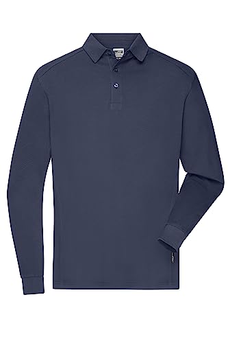 James & Nicholson Herren Bio Workwear Longsleeve Polo - Strapazierfähiges Langarm Poloshirt aus Bio-Baumwolle | Farbe: Navy | Grösse: S von James & Nicholson