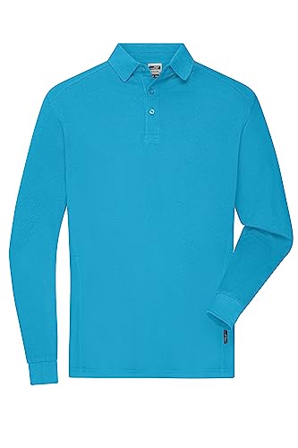 James & Nicholson Herren Bio Workwear Longsleeve Polo - Strapazierfähiges Langarm Poloshirt aus Bio-Baumwolle | Farbe: turquoise | Grösse: 3XL von James & Nicholson