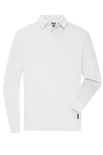 James & Nicholson Herren Bio Workwear Longsleeve Polo - Strapazierfähiges Langarm Poloshirt aus Bio-Baumwolle | Farbe: white | Grösse: 3XL von James & Nicholson