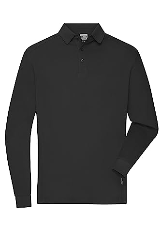 James & Nicholson Herren Bio Workwear Longsleeve Polo - Strapazierfähiges Langarm Poloshirt aus Bio-Baumwolle | Farbe: black | Grösse: 4XL von James & Nicholson