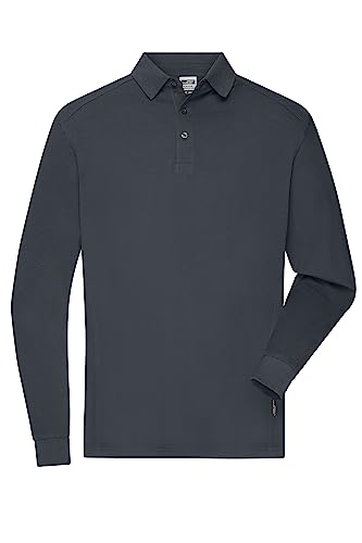 James & Nicholson Herren Bio Workwear Longsleeve Polo - Strapazierfähiges Langarm Poloshirt aus Bio-Baumwolle | Farbe: carbon | Grösse: XXL von James & Nicholson