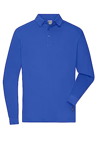 James & Nicholson Herren Bio Workwear Longsleeve Polo - Strapazierfähiges Langarm Poloshirt aus Bio-Baumwolle | Farbe: royal | Grösse: 3XL von James & Nicholson