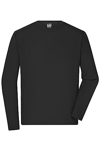 James & Nicholson Herren Bio Workwear Longsleeve Shirt - Strapazierfähiges Langarm Shirt aus Bio-Baumwolle | Farbe: black | Grösse: XXL von James & Nicholson
