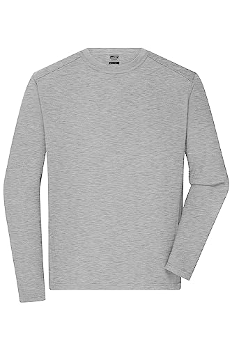 James & Nicholson Herren Bio Workwear Longsleeve Shirt - Strapazierfähiges Langarm Shirt aus Bio-Baumwolle | Farbe: Grey-Heather | Grösse: 4XL von James & Nicholson