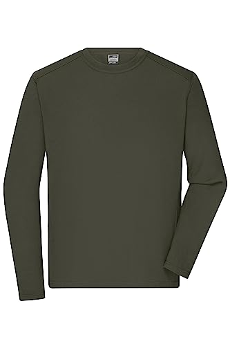 James & Nicholson Herren Bio Workwear Longsleeve Shirt - Strapazierfähiges Langarm Shirt aus Bio-Baumwolle | Farbe: olive | Grösse: XXL von James & Nicholson