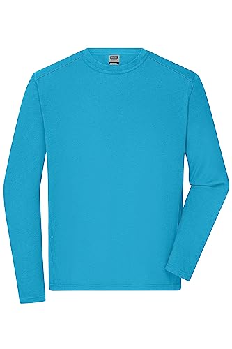 James & Nicholson Herren Bio Workwear Longsleeve Shirt - Strapazierfähiges Langarm Shirt aus Bio-Baumwolle | Farbe: turquoise | Grösse: 4XL von James & Nicholson