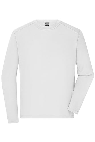 James & Nicholson Herren Bio Workwear Longsleeve Shirt - Strapazierfähiges Langarm Shirt aus Bio-Baumwolle | Farbe: white | Grösse: M von James & Nicholson