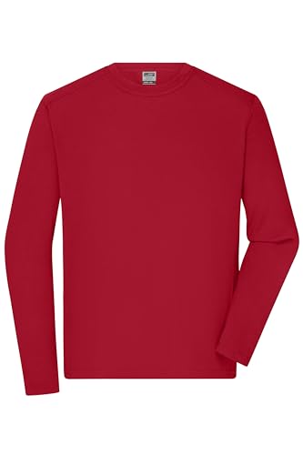 James & Nicholson Herren Bio Workwear Longsleeve Shirt - Strapazierfähiges Langarm Shirt aus Bio-Baumwolle | Farbe: red | Grösse: S von James & Nicholson