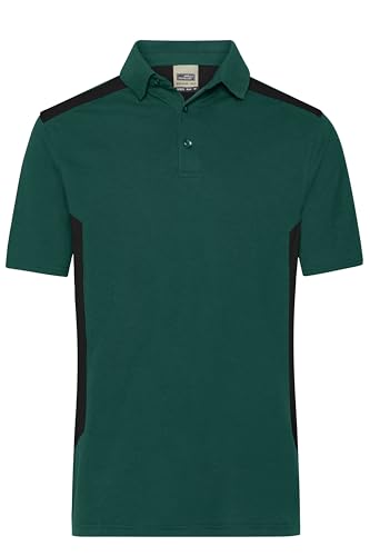 James & Nicholson Herren Bio Workwear Polo Kontrast - Pflegeleichtes Workwear Poloshirt aus Bio-Baumwolle und recyceltem Polyester | Farbe: Dark-Green/Black | Grösse: XXL von James & Nicholson