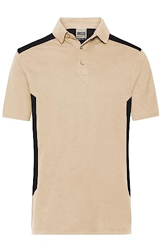 James & Nicholson Herren Bio Workwear Polo Kontrast - Pflegeleichtes Workwear Poloshirt aus Bio-Baumwolle und recyceltem Polyester | Farbe: Stone/Black | Grösse: L von James & Nicholson