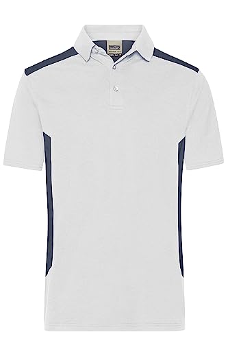 James & Nicholson Herren Bio Workwear Polo Kontrast - Pflegeleichtes Workwear Poloshirt aus Bio-Baumwolle und recyceltem Polyester | Farbe: White/Carbon | Grösse: M von James & Nicholson