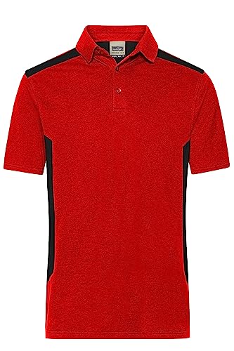 James & Nicholson Herren BIO Workwear Polo Kontrast - Pflegeleichtes Workwear Poloshirt aus Bio-Baumwolle und recyceltem Polyester | Farbe: red/black | Grösse: 4XL von James & Nicholson