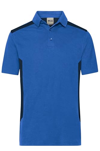 James & Nicholson Herren Bio Workwear Polo Kontrast - Pflegeleichtes Workwear Poloshirt aus Bio-Baumwolle und recyceltem Polyester | Farbe: royal/Navy | Grösse: 4XL von James & Nicholson