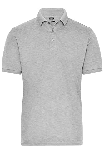 James & Nicholson Herren Bio Workwear Polo Stretch - Polo aus weichem Elastic-Piqué | Farbe: Grey-Heather | Grösse: 5XL von James & Nicholson