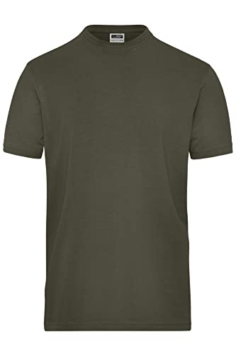 James & Nicholson Herren Bio Workwear-T Stretch - Elastisches T-Shirt aus Single-Jersey | Farbe: Olive | Grösse: 5XL von James & Nicholson