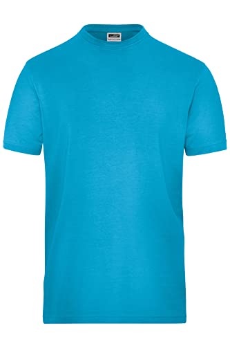 James & Nicholson Herren Bio Workwear-T Stretch - Elastisches T-Shirt aus Single-Jersey | Farbe: turquoise | Grösse: L von James & Nicholson