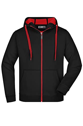James & Nicholson Herren Bonding Jacke - Sportliche Kapuzenjacke mit Fleecefutter | Farbe: black/red | Grösse: XL von James & Nicholson