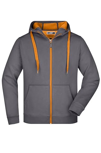 James & Nicholson Herren Bonding Jacke - Sportliche Kapuzenjacke mit Fleecefutter | Farbe: carbon/orange | Grösse: 3XL von James & Nicholson